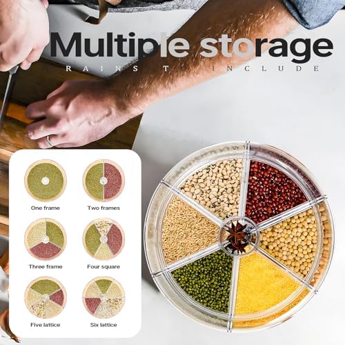 16lb Grain and Rice Storage Container, 360° Rotating 6 Grid Grain Dispenser - Image 3