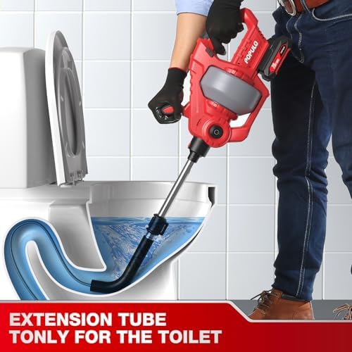 POPULO 25Ft Cordless Electric Toilet Drain Snake Auger For Toilet & drain - Image 2