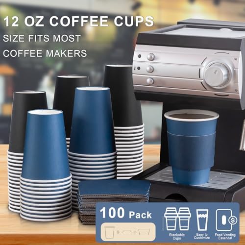 SIUQ 500 Pack 12 oz Coffee Cups with Lids, Disposable Hot Paper Coffee Cups - Image 3