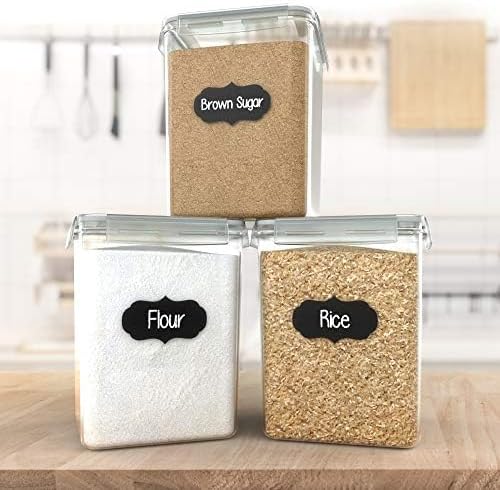 Simply Gourmet Airtight Flour and Sugar Containers with Lids – 3 Piece Kitchen Pantry Organization Set, BPA-Free Clear Plastic, Stackable Canisters for Baking Ingredients, Rice, Snacks, Cereal - Image 2