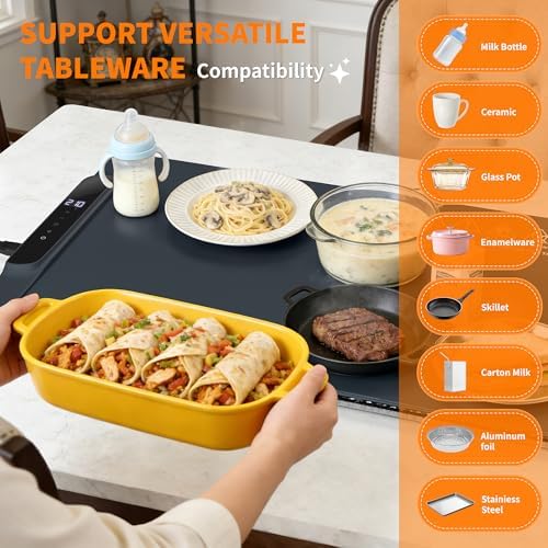 HOTEAGLE Food Warming Mat with Heat Resistant Pad for Family Dinner 26"x15" - Image 5