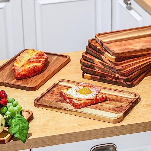 Roshtia 24 Pcs Acacia Wood Serving Tray Dinner Plates,8'' X 12'' X 0.6'' - Image 4