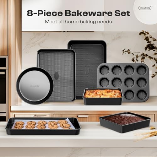 Nonstick Baking Pans Set, 8-Piece Stackable Bakeware Sets, Oven Pan Set - Image 3