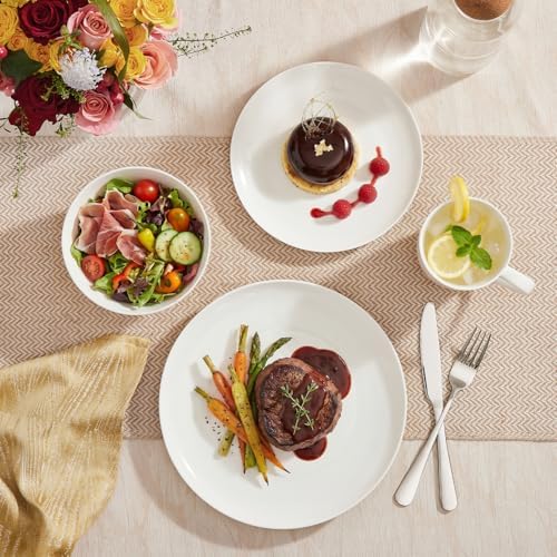 KINGSTONE Bone China Dinnerware Set for 4, 16-Piece Plates Bowls and Cups - Image 4