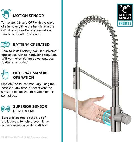 KRAUS Stainless Steel 21 in Touchless Pull Down Kitchen Faucet KSF-2631SFS - Image 2