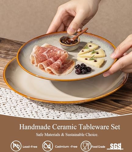 LeRatio Ceramic Dinnerware Sets for 6,18Pcs Porcelain Plates and Bowls Set - Image 3