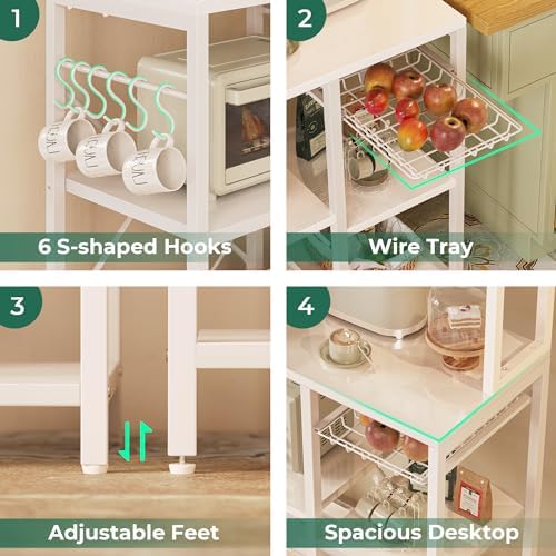 SUPERJARE Bakers Rack with Power Outlet, 35.4 Inches Coffee Bar with Basket - Image 7