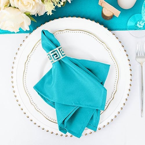 100 pcs 17-Inch Turquoise Polyester Table Napkins Reusable Washable Wedding Party Dinner Linens Tableware Supplies - Image 5