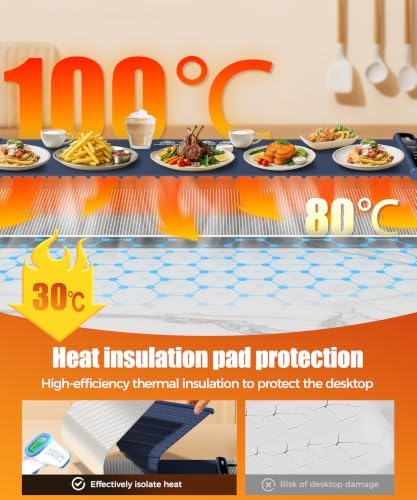Warming Mat for Food, 46x15 Inch, Dark Blue, Fast Heat, Child Lock - Image 2