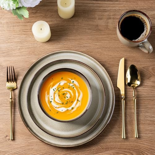 GBHOME Dinnerware Sets for 4, 12 Pieces Ceramic Plates and Bowls Set - Image 6