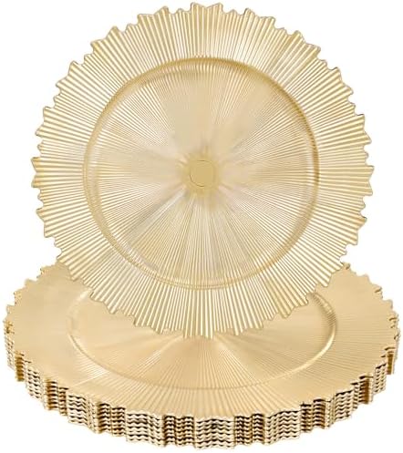 LIYH 8 Pcs Heavy Duty Gold Charger Plates for Wedding & Party, 13 Inch by LIYHLoveinyourheart