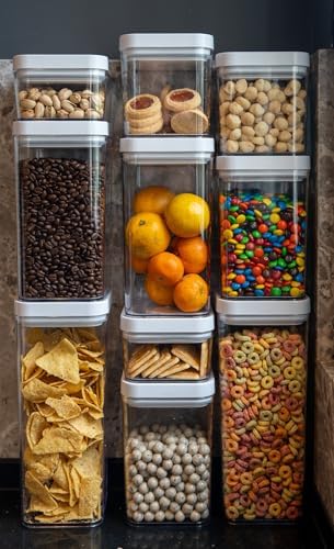 Amazon Basics Airtight Food Storage Containers, BPA Free, Dishwasher Safe, with Twist/Turn Lids, for Kitchen Pantry Organization, Square Set, Clear Plastic, 10-Piece (Pack of 2) - Image 4