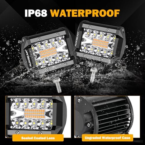 Auxbeam 4 Inch 240W LED Pods, Amber White Fog Light Strobe Lights, 4 Packs - Image 5