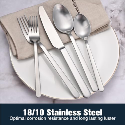 Matte Silver 30-Piece Forged Flatware Set for 4, 18/10 Stainless Steel - Image 4