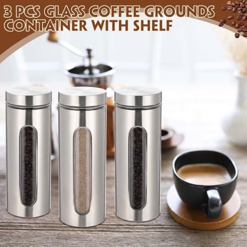 Extra Large Stainless Steel Coffee Grounds Canisters Container with Shelf - Image 4