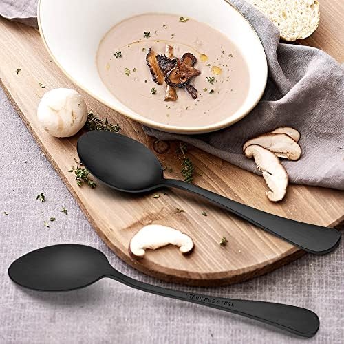 LIANYU 20 Piece Matte Black Silverware Set, Stainless Steel Black Flatware Cutlery Set for 4, Fancy Kitchen Utensil Tableware for Home Restaurant Party, Satin Finish, Dishwasher Safe - Image 6