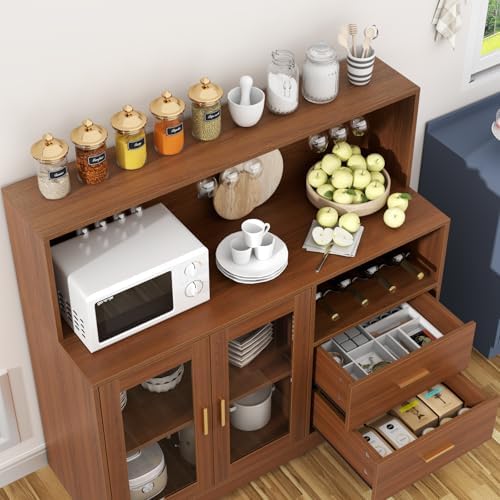 Bar Cabinet for Home with LED Light,Coffee Bar Cabinet w/ Wine & Glass Rack - Image 5