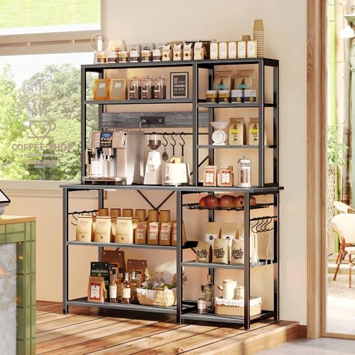 SUPERJARE Large Bakers Rack with Power Outlets, 47.2 Inches Microwave Stand - Image 6
