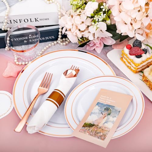 DaYammi 210PCS Rose Gold Plastic Dinnerware Set for 30 Guests - Image 2