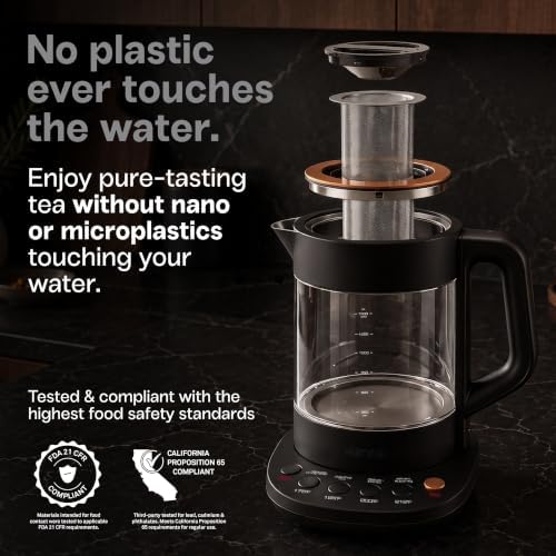 Viante Alba Electric Tea Kettle With Infuser, No Plastic, 1.5L, Black - Image 3