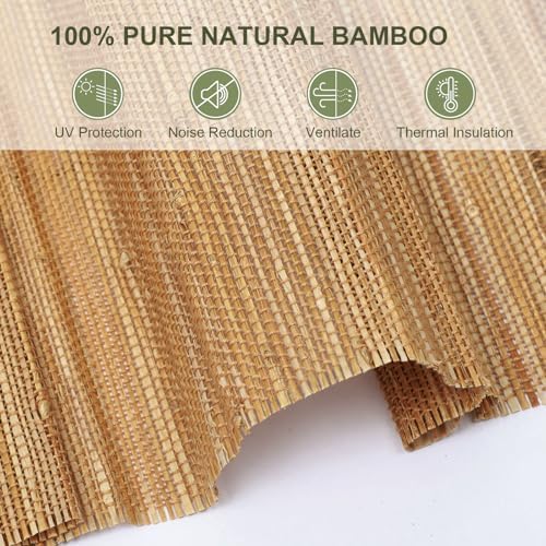 Aimnid Natural Cordless Woven Wood Shades for Windows, Light Filtering & Privacy Protection Bamboo Roman Shades, Custom Jute Bamboo Blinds with Valance for Kitchen, Indoor Windows, Patio, Serene Sand - Image 2
