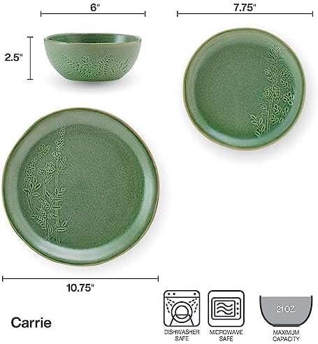 Pfaltzgraff Carrie 12 Piece Dinnerware Set, Service for 4, Green - Image 2