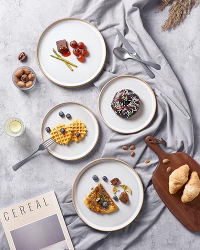 famiware Star 10/8 inches Dinner Plates Set for 6, Cappuccino White - Image 6