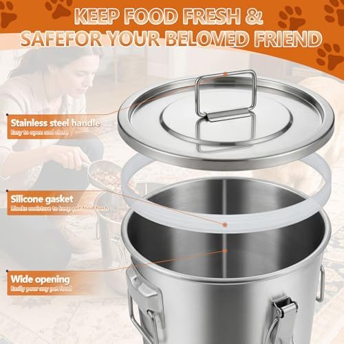 40LB Stainless Steel Dog Food Storage Container with Lid & Scoop, Large Dog Food Storage Container for Dry Pet Food, Metal Dog Food Container, Pet Food Storage Container for Kibble - Image 5