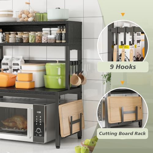 EnHomee 4-Tier Microwave Stand for Countertop Storage, Black - Image 2