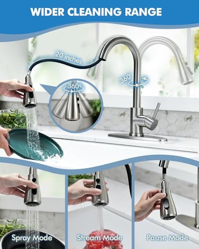 VFAUOSIT Kitchen Faucet with Pull Down Sprayer and Soap Dispenser - Image 3