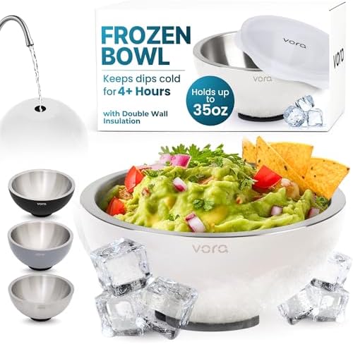 35oz White Stainless Steel Dip Chiller Bowl with Lid (1 Pack) by VORA