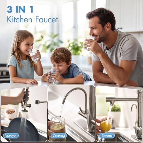 GIMILI 3 in 1 Commercial Kitchen Faucet with Water Filter System - Image 4