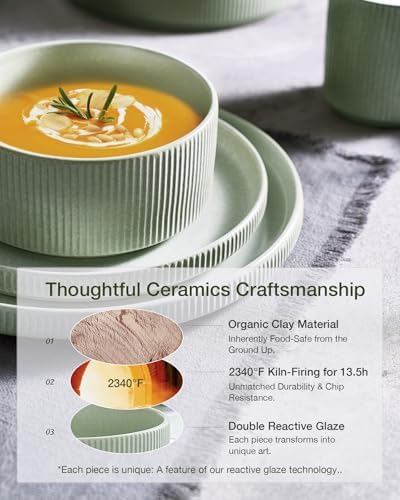 Famiware Star Stoneware Dinnerware Sets for 8, Reactive Glaze Plates, Bowls - Image 5