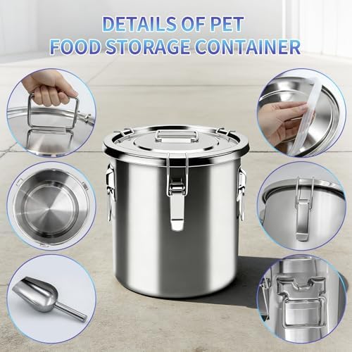 10 lb Stainless Steel Dog Food Storage Container, Airtight Metal Pet Food Storage Bin with Lid and Scoop, Large Dog Food Container for Dry Food, Keep Fresh, Easy to Clean - Image 3