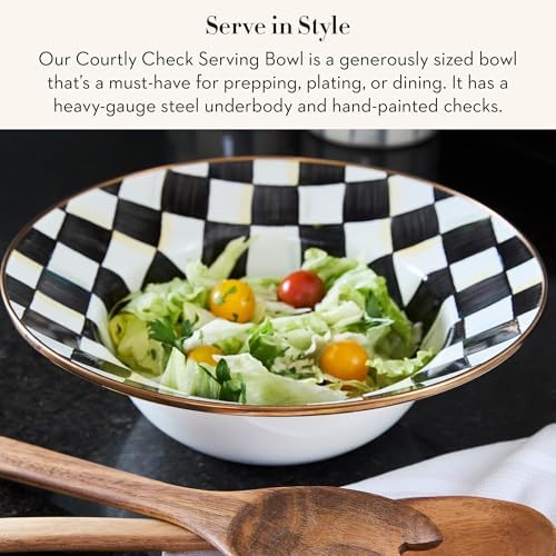 MACKENZIE-CHILDS Enamel Serving Bowl, Black-and-White Courtly Check - Image 2
