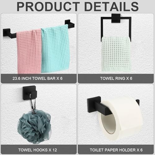 30 Pcs Black Bathroom Hardware Accessories Bath Towel Bar Set - Image 2
