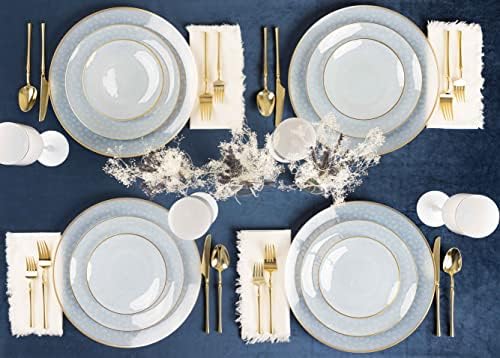 PLASTICPRO 64 Piece Combo Plate Set includes 32-7'' inch Plates & 32-10'' inch Plates White transparent Hammered Plastic PartyPlate Premium heavyweight Elegant, Disposable, Tableware, Dishes, - Image 3