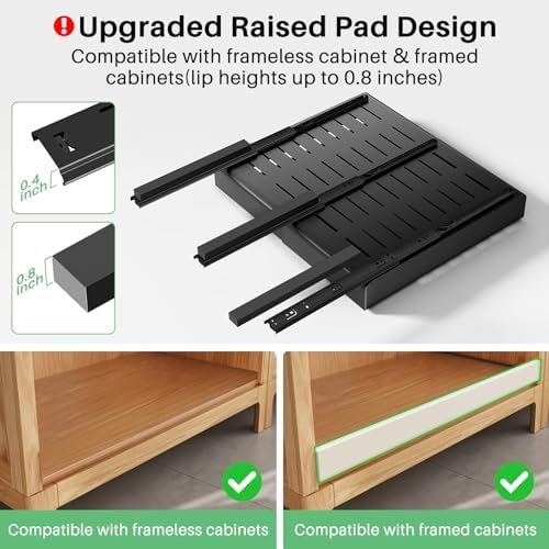 4 Pack Pull out Cabinet Organizer, Expandable(12"-20") Heavy Duty Slide out Drawer Fixed with Adhesive Nano Film for Pots, Roll out Shelf Storage for Kitchen Organization, Pantry, Bathroom(Black) - Image 3