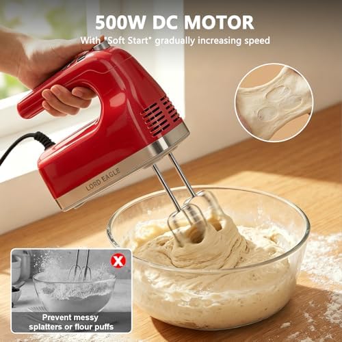 Lord Eagle 9-Speed Digital Hand Mixer Electric Handheld, 500W DC Motor - Image 7