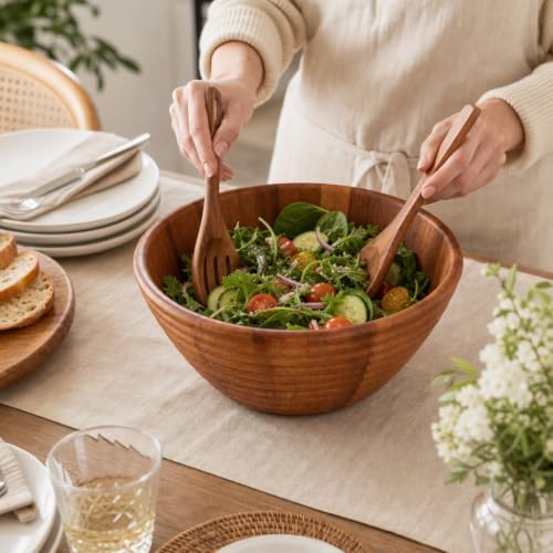 Arthur Court Large Acacia Wooden Hive-Style Salad Bowl - Unique Serving Bowl for Fruits, Snacks, and Salads - 5" H x 12" Diameter - Image 4