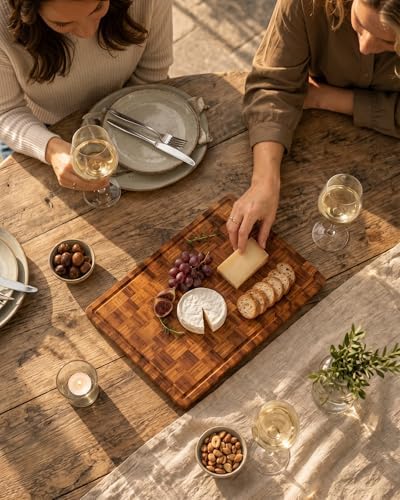 Checkered Cutting Board,18" x 12" X-Large Bamboo Cutting Board for Kitchen - Image 6