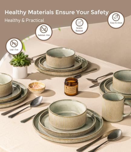 GBHOME Stoneware Dinnerware Sets for 6,18-Piece Plates and Bowls Set - Image 6