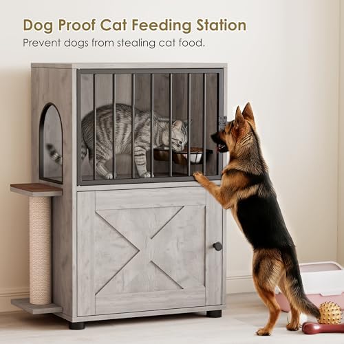 Dog Proof Cat Feeding Station, Dog Proof Cat Feeder, Cat Food Table, Gray - Image 6