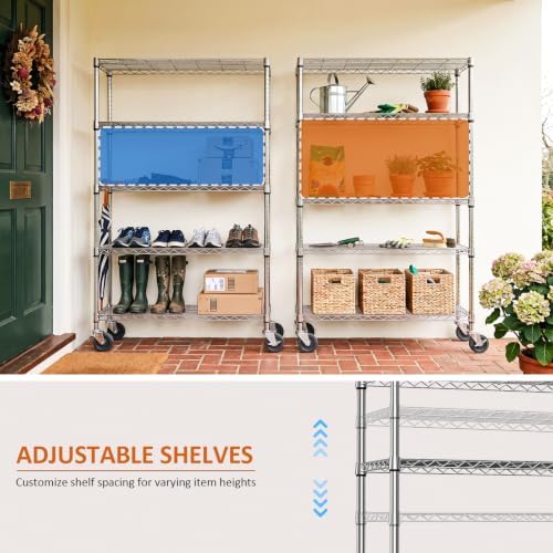 IZEUK Heavy Duty 5-Tier Metal Shelving Rack Rolling for Garage Storage - Image 5