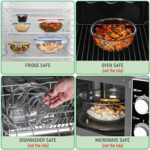 Stackable Glass Mixing Bowls with BPA Free Lids Set of 5 - Image 5