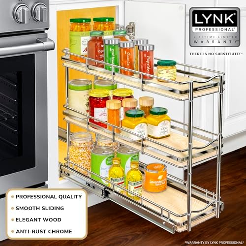 LYNK Élite 3-Tier Spice Rack Organizer Cabinet, Pull Out Spice Rack - Image 2