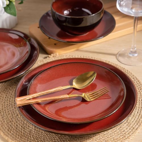 LeRatio Ceramic Dinnerware Sets for 6,18Pcs Porcelain Plates and Bowls Set - Image 4