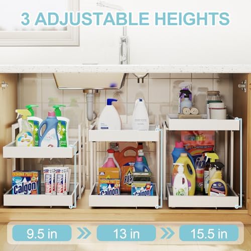 Golener 2-Tier Expandable Pull Out Cabinet Organizer, Cabinet Drawers, 16"D - Image 3