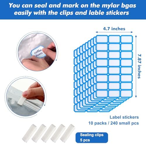 100-Pack Reclosable Large Mylar Bags for Food Storage 9.4" x 14.6" Stand Up Pouch Bags Bulk Resealable Smell Proof Aluminum Silver Foil Bags with Clear Window Kitchen Storage Edible Packaging - Image 4