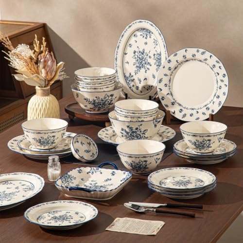 Ceramic Dinnerware Set, Series Kavara Ⅱ, (Vintage Cobalt Blue) - Image 6